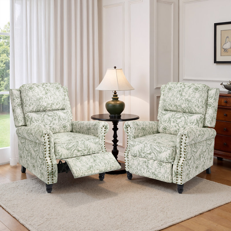 Fauteuil inclinable manuel Ameiah Farmhouse Recoco, Vert abstrait