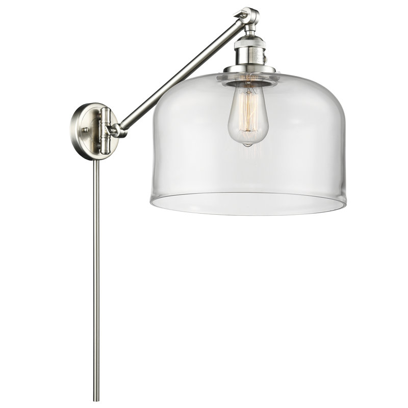 Bell - bras pivotant 1 lumière 12 po, Ampoule à DEL rétro de 3,5 W, Clair, Nickel satiné brossé