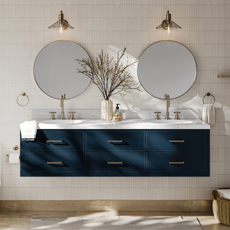Macmullin 72.25'' W Double Vanity, Midnight Blue, 60"