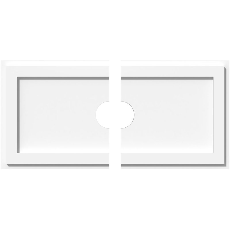 White PVC Contemporary Rectangle Ceiling Medallion, 24" x 12"