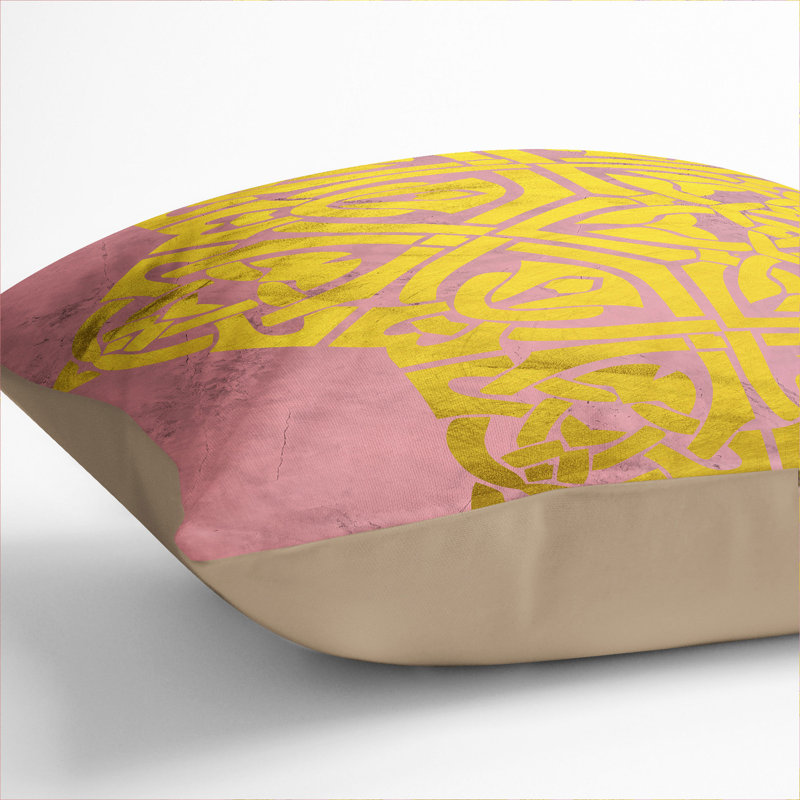 Peach Gold Mandala No.1 Scatter Cushion, Stone, 40cm H x 40cm W x 15cm D