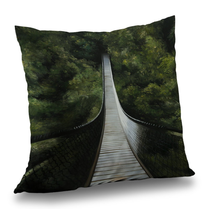 Suspended Bridge in the Forest - Landscapes – Throw Pillow Cover Only, Double-Sided Print, Insert Not Included