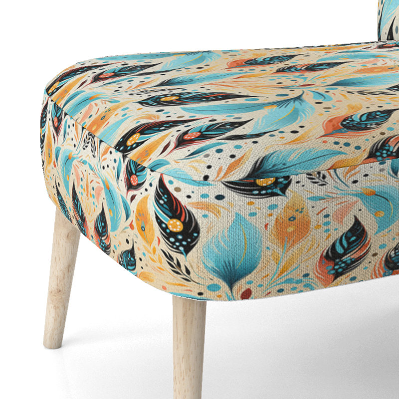 Chaise d'appoint rembourrée de style bohémien éclectique jaune et bleu Boho