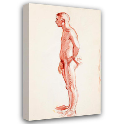 "Un homme nu debout sur le côté, croquis" par Magnus Enckell - Art mural sur toile tendue avec châssis