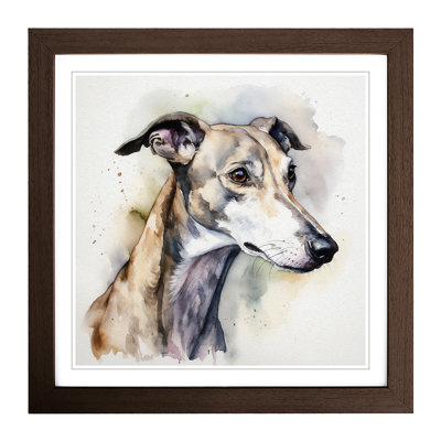 Greyhound Dog Watercolour - Framed Print