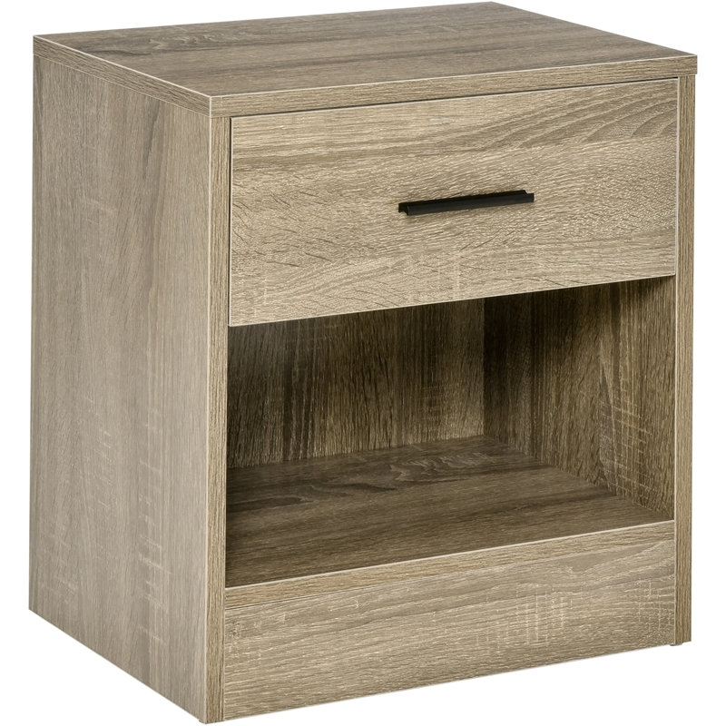 Side Table, Small End Table With Storage Shelf And Drawer, Modern Bedside Table For Bedroom