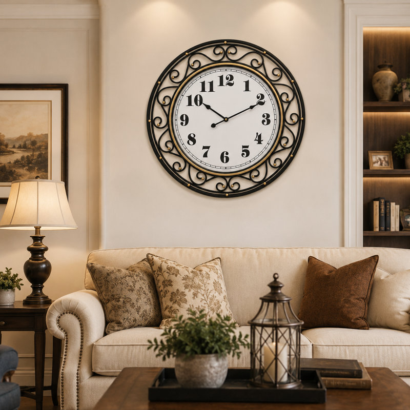 24 Inch Vintage Iron Metal Frame Wall Clock
