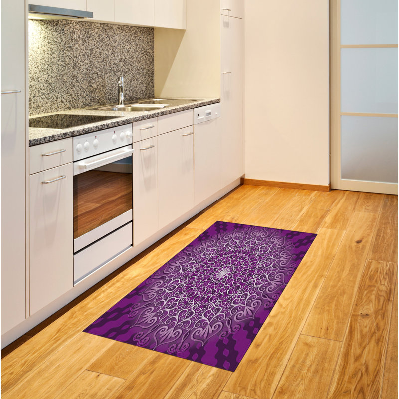 Mandala Purple Mandala High Density Long Fiber Poly Threads Decorative Area Rug Carpet, Rectangle 2'7" x 5'