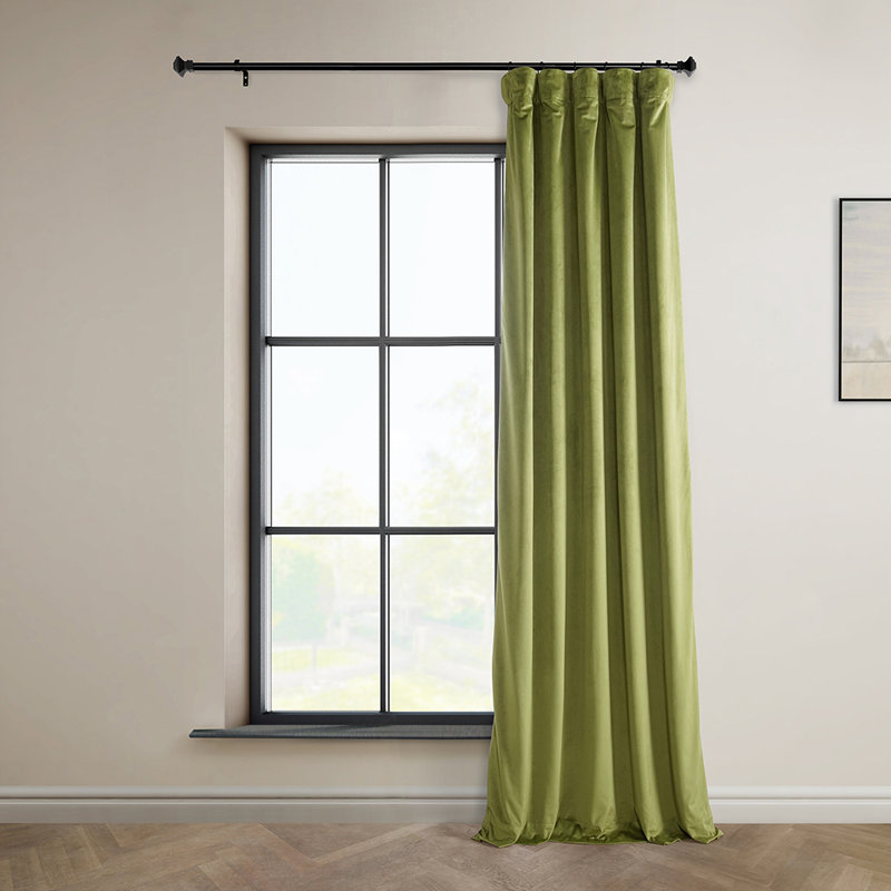 Matra Room Darkening Rod Pocket Single Curtain Panel, 50" W x 108" L, Retro Green