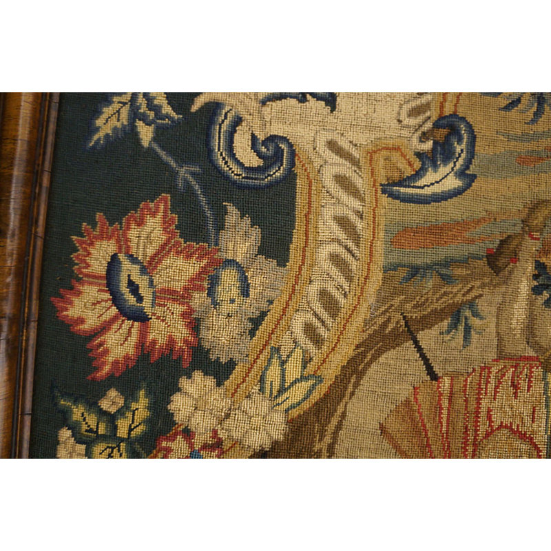 Antique Needlepoint English Allover Scenic Pictorial Textile Art