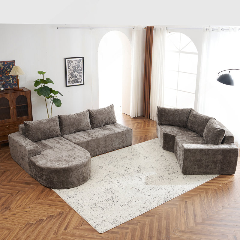 Canapé modulaire surdimensionné de 141,7 po avec canapé modulaire et sièges profonds, Brown