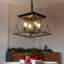Luminaire suspendu style lustre 4 lumières de style campagnard en acier rustique pour salle à manger et cuisine-205515699
