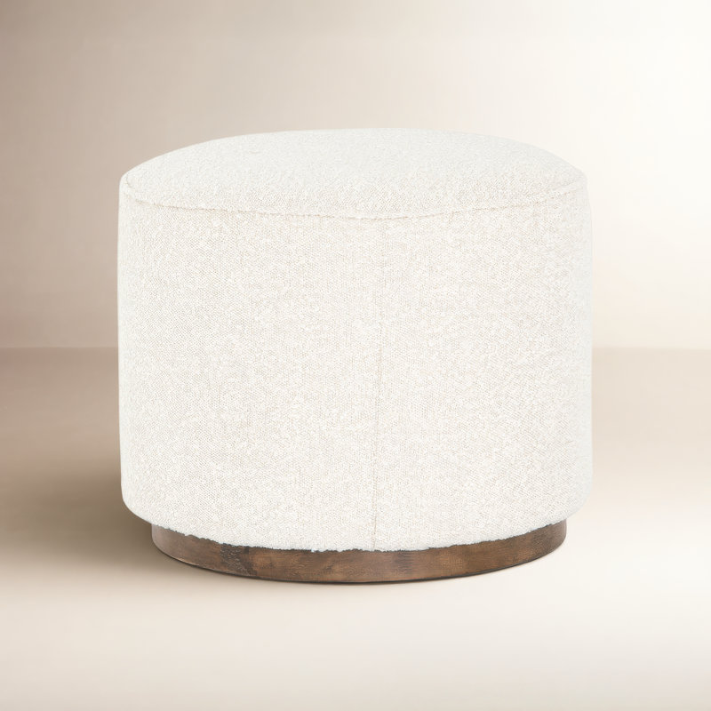 Acker 22" Cotton Upholstered Ottoman, Barrow Taupe Polyester Blend