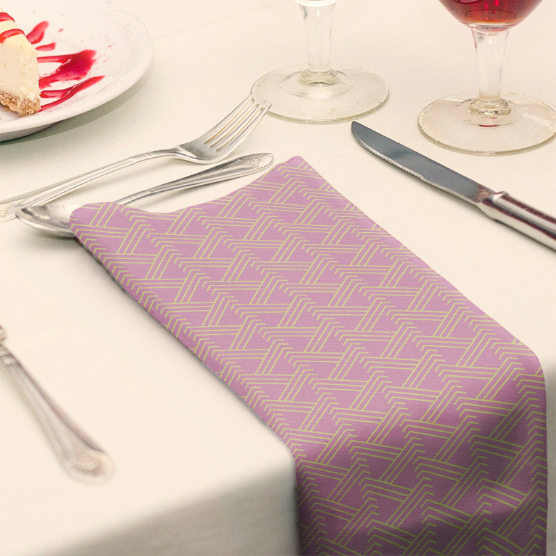 Serviette de table en coton Zig Zag, Rose/jaune, H 0,1 po x l 10 po x P 10 po, Polyester sergé