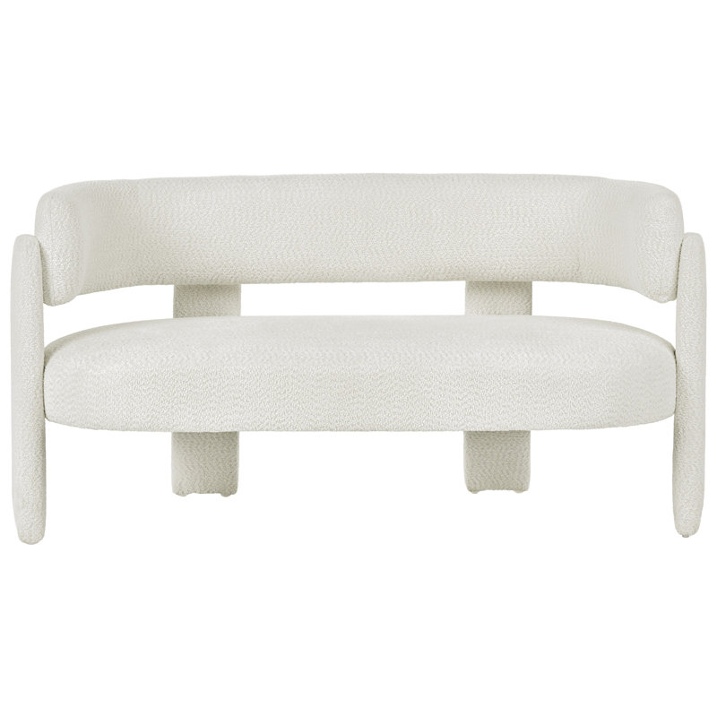 Permelia 2 Seater Chenille Loveseat, White Chenille, White