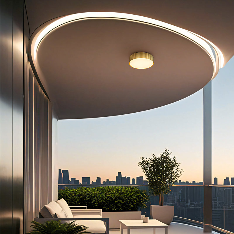     Channel LED Flush Mount, Indoor/Outdoor Wet Rated, 5-CCT Selectable, Dimmable, Brass, 3" H x 9" W x 9" D