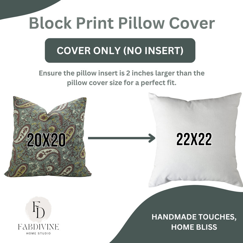 Housse de coussin fabriquée à la main Fabividine - canapé traditionnel imprimé bloc, Kiara, brun chocolat