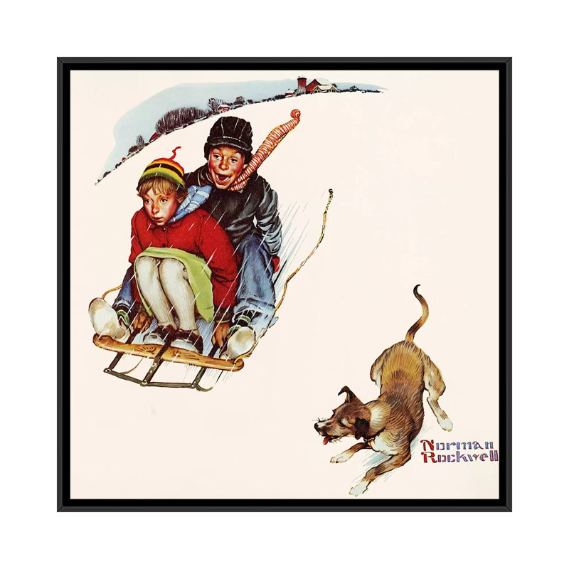 « descente audacieuse » par norman rockwell, reproduction d’art sur toile, H 26 po x l 26 po x P 1,5 po, Pas de tapis