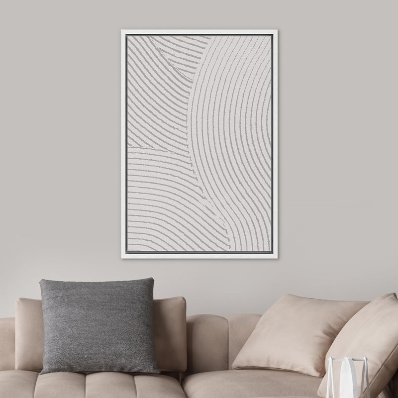 Toile encadrée avec effet de texture géométrique, vague de granit, décor abstrait pour chambre à coucher, bureau, Cadre blanc