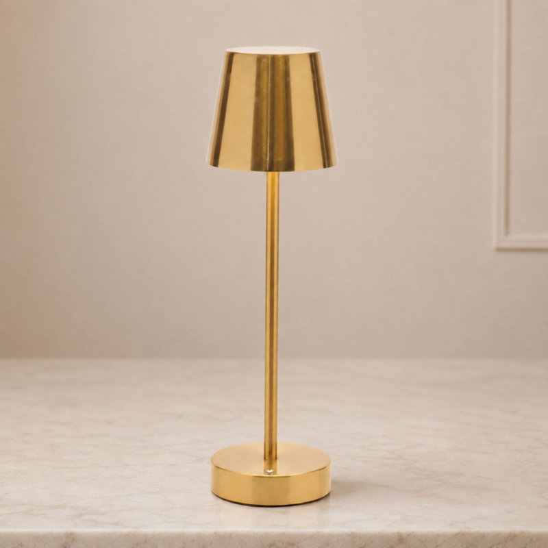 Lampe de table moderne à DEL à intensité variable H 15 po, Doré