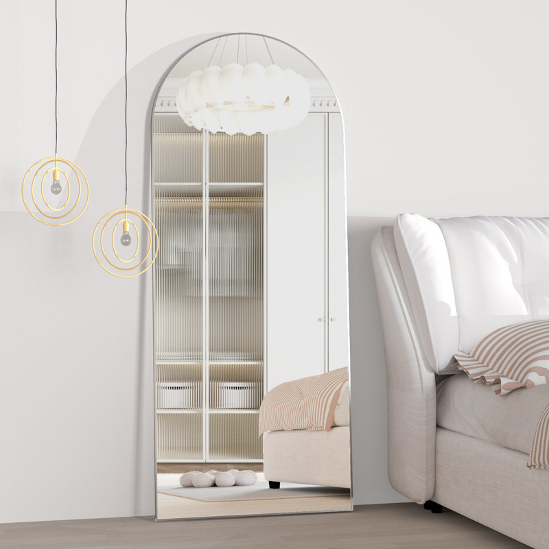 Carlyann Aluminium Framed Freestanding Full Length Mirror, Silver, 163 cm H × 62 cm W