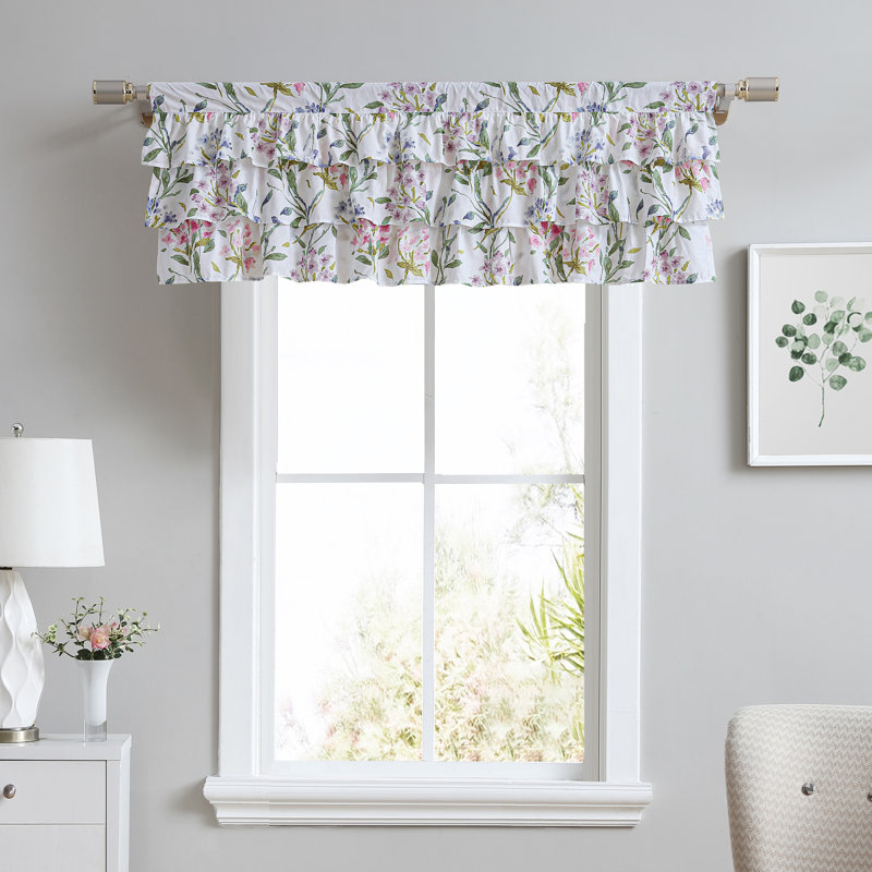 Meadow Breeze Purple Floral Cotton Rod Pocket Valance