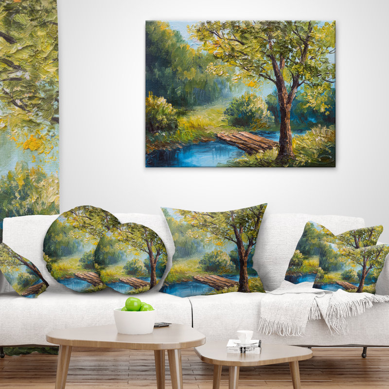 Coussin lombaire paysage d'été avec magnifique rivière