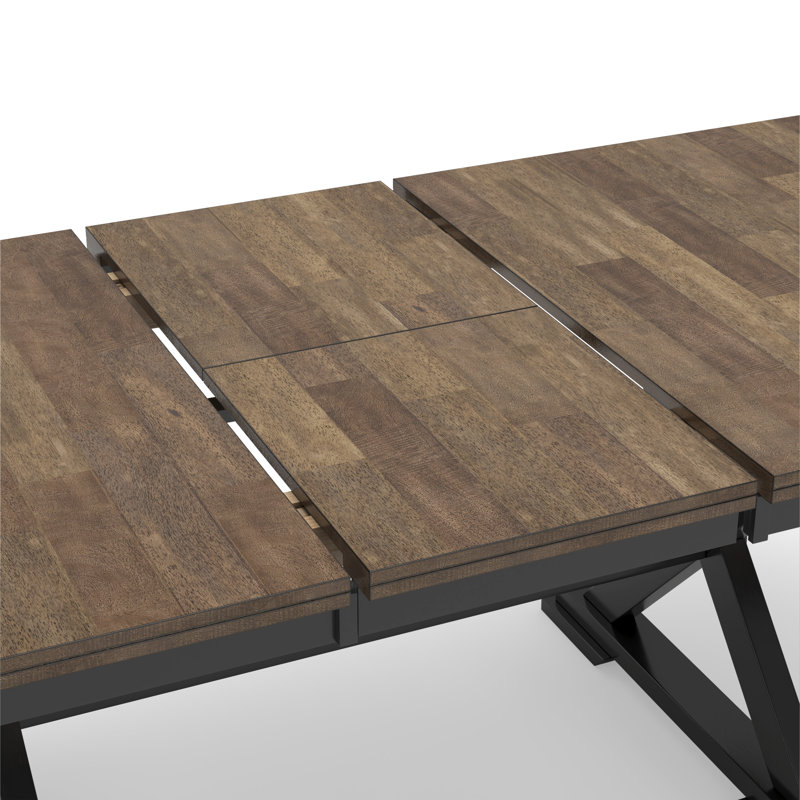 Black and Brown Extendable Farmhouse Dining Table with Butterfly Leaf