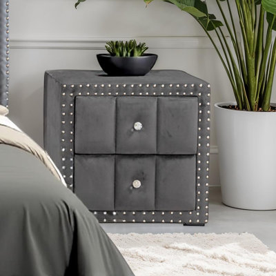 Gianni 2-Drawer Velvet Nightstand