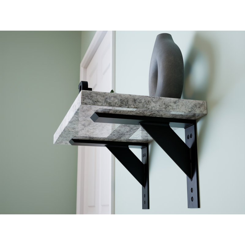 16 in. Black Steel Decorative Shelf Bracket