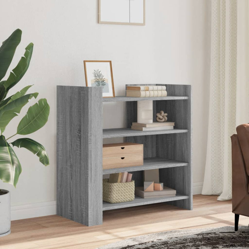 Amandip 75cm H x 73.5cm W Standard Bookcase, Grey Sonoma