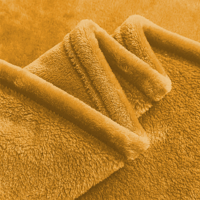 Faux Fur Reversible Fleece Throw Blanket – Soft & Cozy, Double (4'6), Yellow