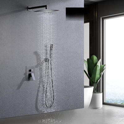 Robinet de douche en bronze huilé avec tête de pluie simulée de 10 po et salle de bain amovible à fixation murale