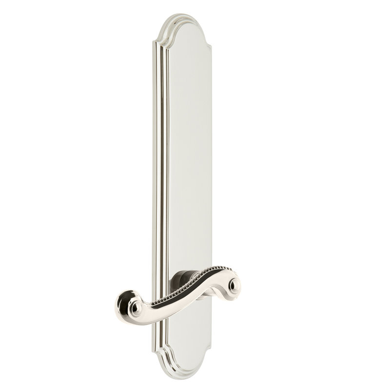 Grand Grand Arc Passage assiette avec levier Newport, 2 3/8 po, Nickel poli, Droitier
