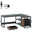 Bureau d'ordinateur en L avec tiroirs et tablettes de rangement, poste de travail réversible-1705377993