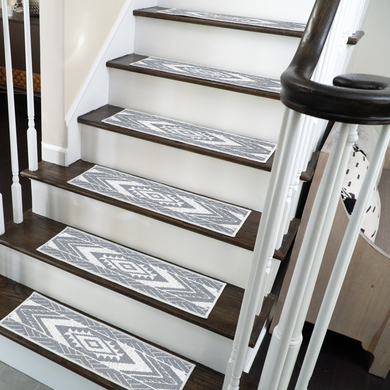 Tapis d'escalier intérieur antidérapant Menan, gris