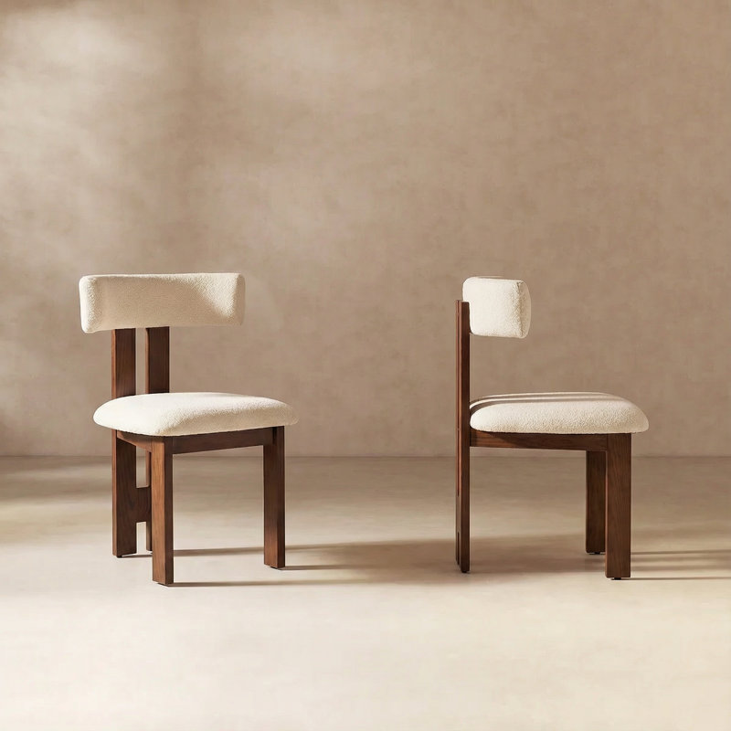 Ceremonie Curve Back Dining Chair 2pc Set, Teddy White, 2