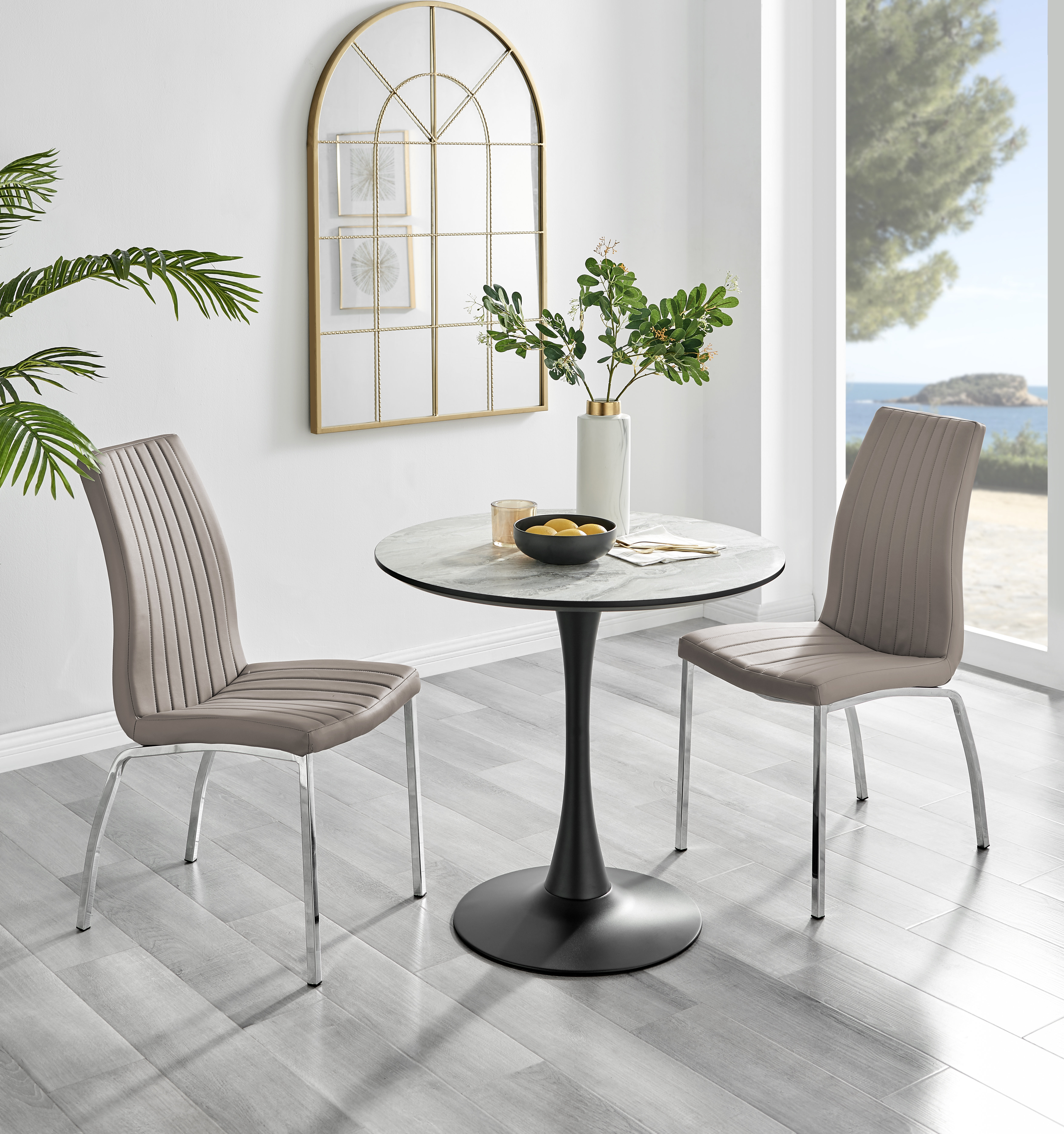 Marble Effect Small Grey Kitchen Table Furneo Modern Dining Table