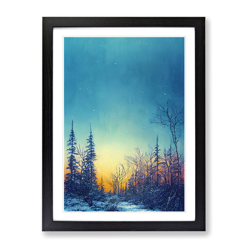Winter Forest - Single Picture Frame Print, Black, 64cm H x 46cm W x 2cm D