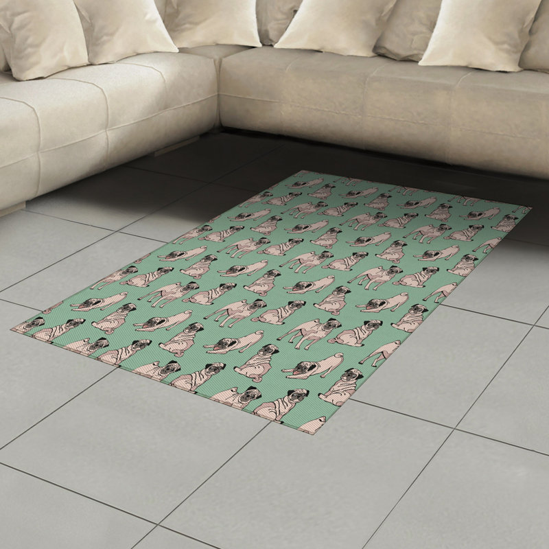 Pug High Density Long Fiber Poly Threads Decorative Area Rug Carpet, Rectangle 4' x 5'8"