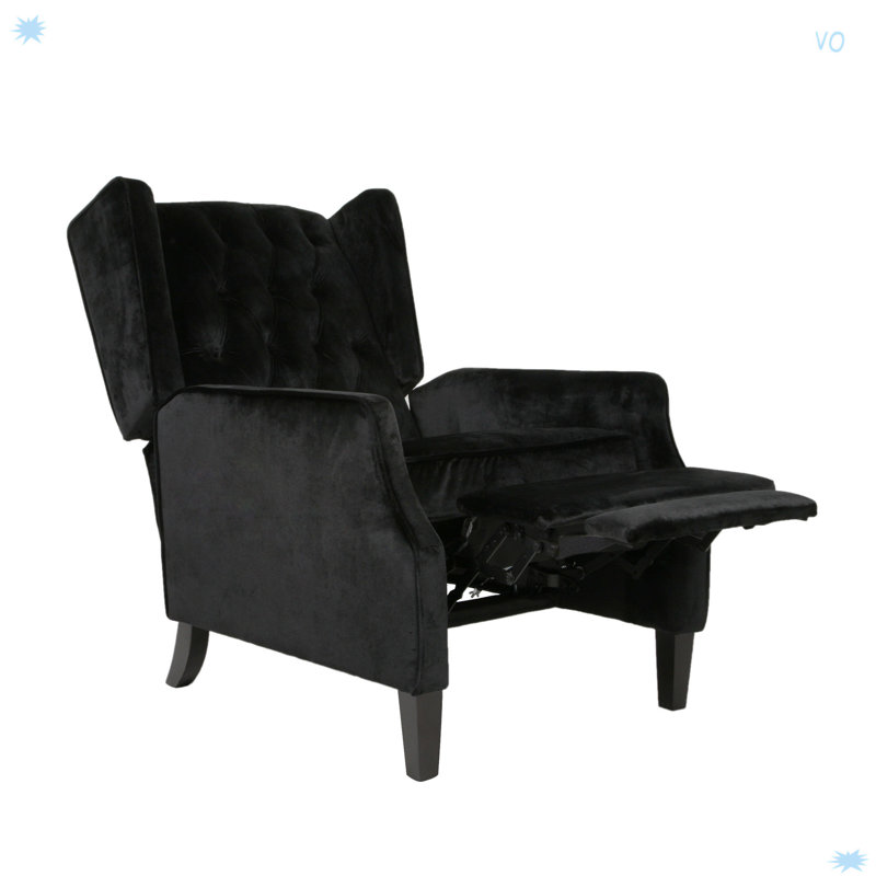 RECLINER, Modern Style Upholstery Recliner, Black Velvet