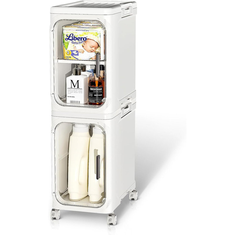 Bathroom Storage Cabinet With Movable Wheels, Slim...