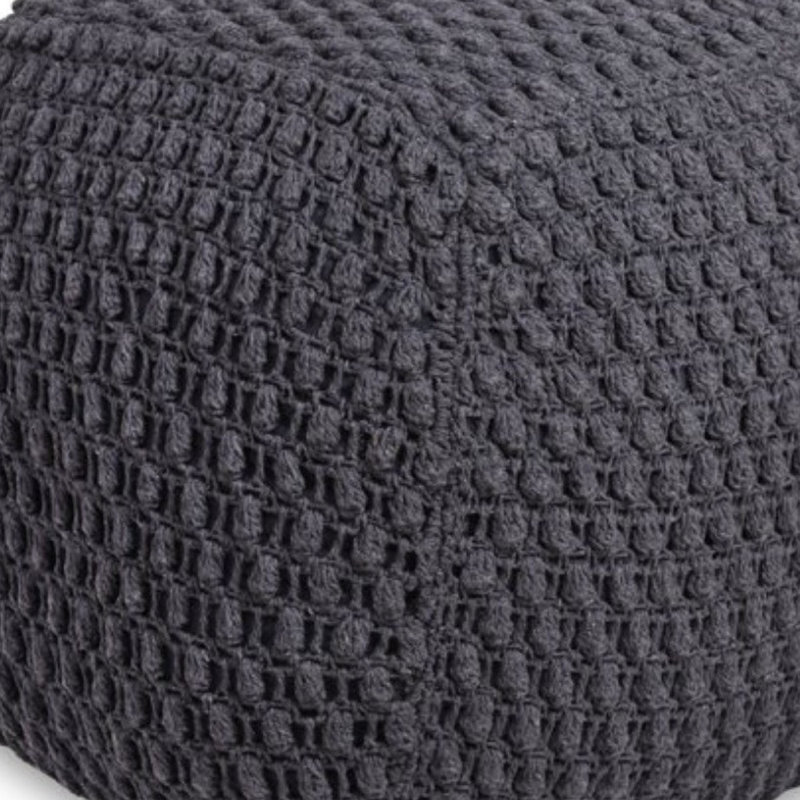 Aitana 18" Cotton Blend Pouf Ottoman, Dark Gray Cotton Blend