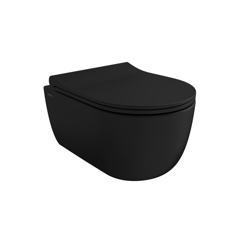 Venezia Rimless Wall Hung Toilet 49cm, Matte Black