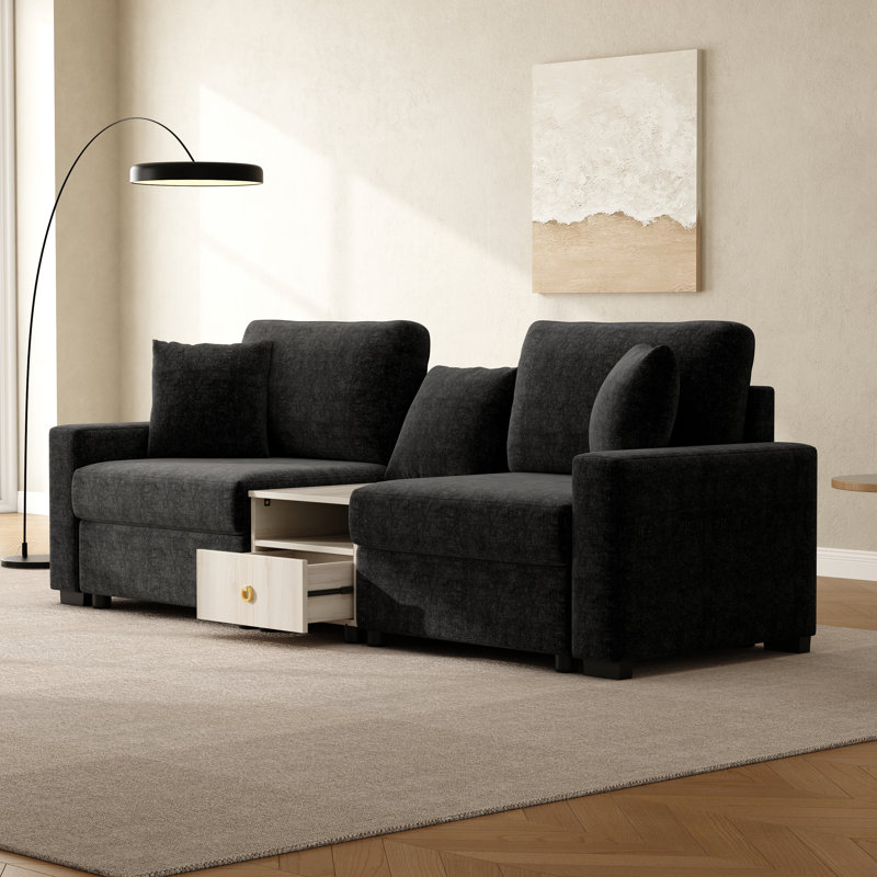 Canapé rembourré Calvera, L 95,7 po x P 31,1 po x H 32,3 po, Noir