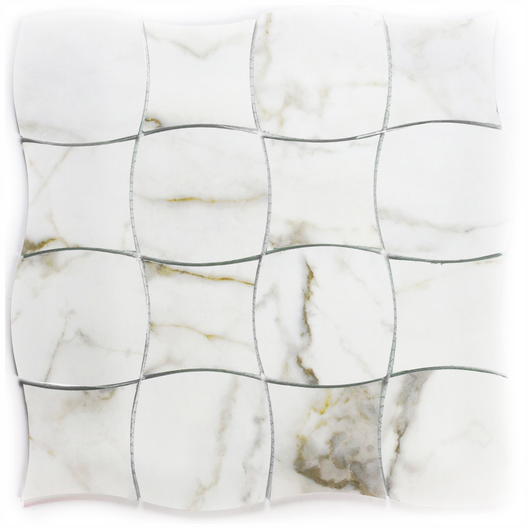 Art Deco Carrara 3" x 3" Glass Mosaic Tile Abolos