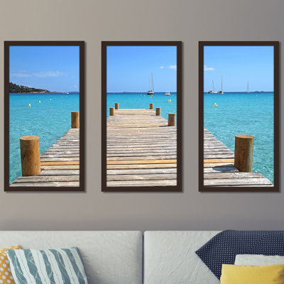 Wood Pier on The Beach - 3 Piece Picture Frame Photograph Print Set on Acrylic -  Picture Perfect International, 704-2228-1224