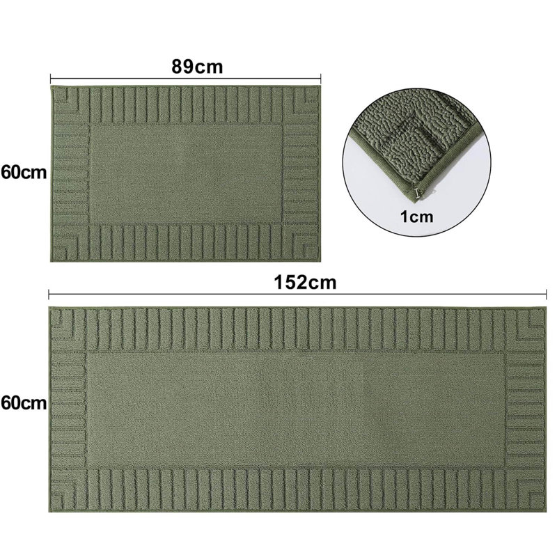 Kitchen Rugs,Set Of 2 60X89cm+60X152cm, Green