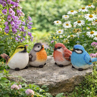Decorative Figurines & Sculptures ,Resin Birds (Set Of 4) For Indoor And Garden