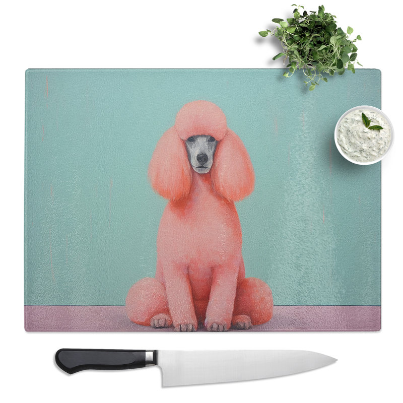 Poodle Minimalism No.2  Glass Chopping Board